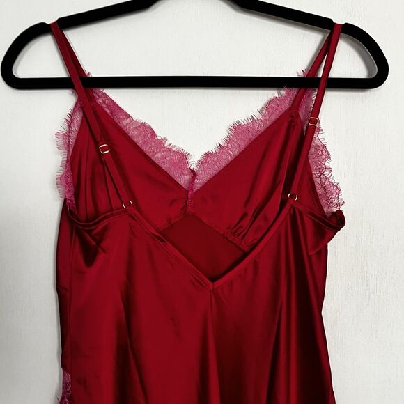Kilo Brave Red Satin And Lace Coquette Slip Dress Size Small - Picture 7 of 16